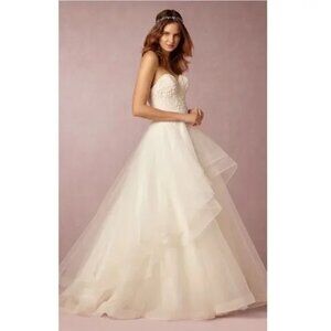 Anthropologie BHLDN x WTOO Almira Skirt, Size 8, Ivory